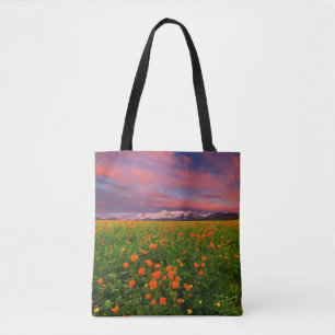 Flowers   Wildflower Field Snowcapped Mountains Tote Bag