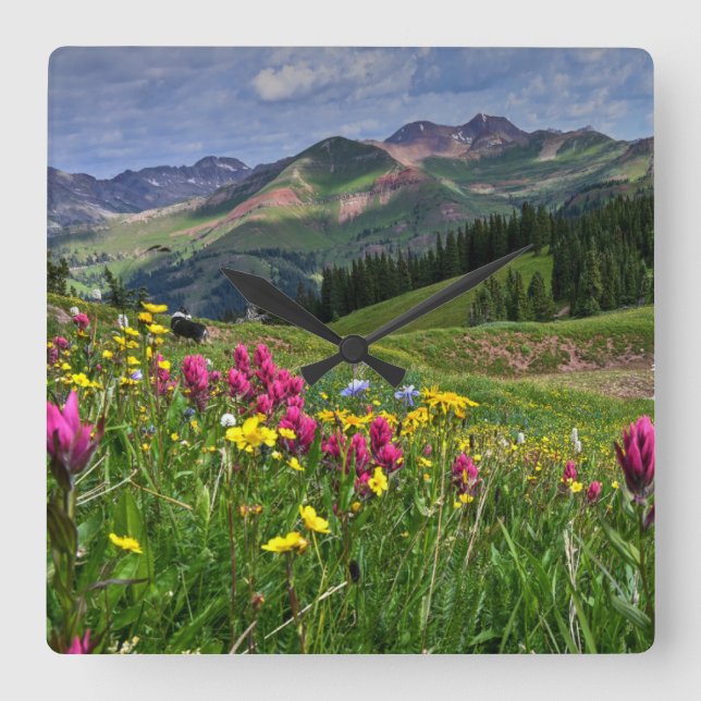 Flowers | Wildflowers Durango, Colorado Square Wall Clock (Front)