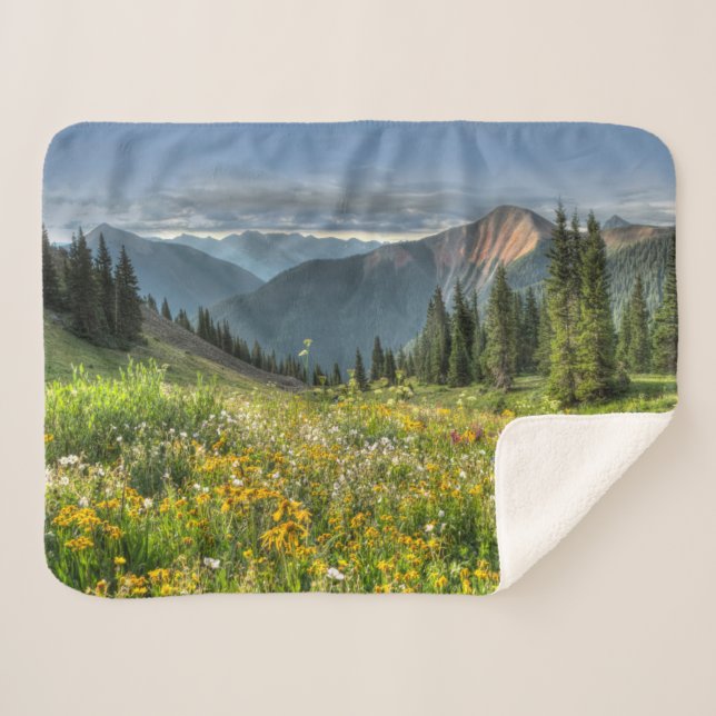 Flowers | Wildflowers Silverton Colorado Sherpa Blanket (Front (Horizontal))