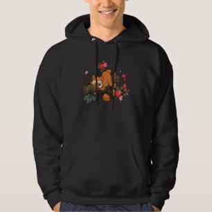 Flowers Wildlife Forest Animal Floral Chinese Red Hoodie