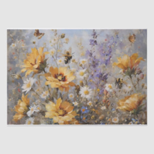 Flowers with Bee's and Butterflies Decoupage Tissue Paper