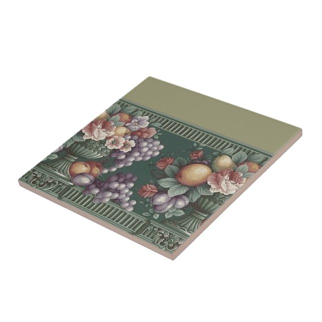 Flowers with Fruit Designed Tile (Side)
