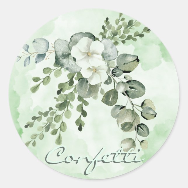 Flowers with Greenery Confetti Sticker (Front)