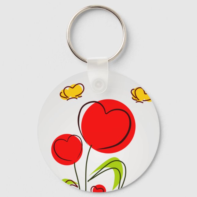 Flowers With Hearts Keychain (Front)
