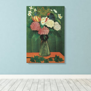 Flowers with Ivy by Henri Rousseau, Vintage Floral Canvas Print