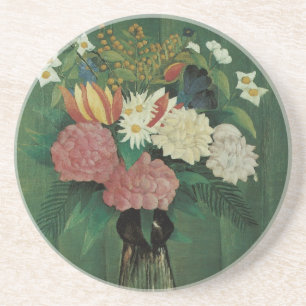 Flowers with Ivy by Henri Rousseau, Vintage Floral Coaster