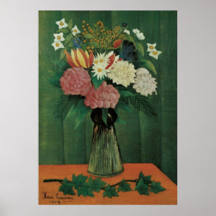 Flowers with Ivy by Henri Rousseau, Vintage Floral Poster