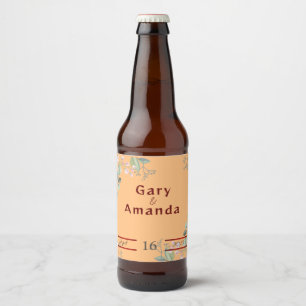 Flowers with Leaves Beer Bottle Label