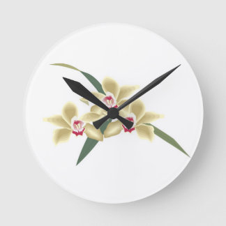 Flowers with leaves round clock