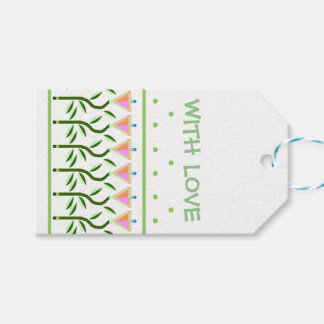 Flowers with love gift tags