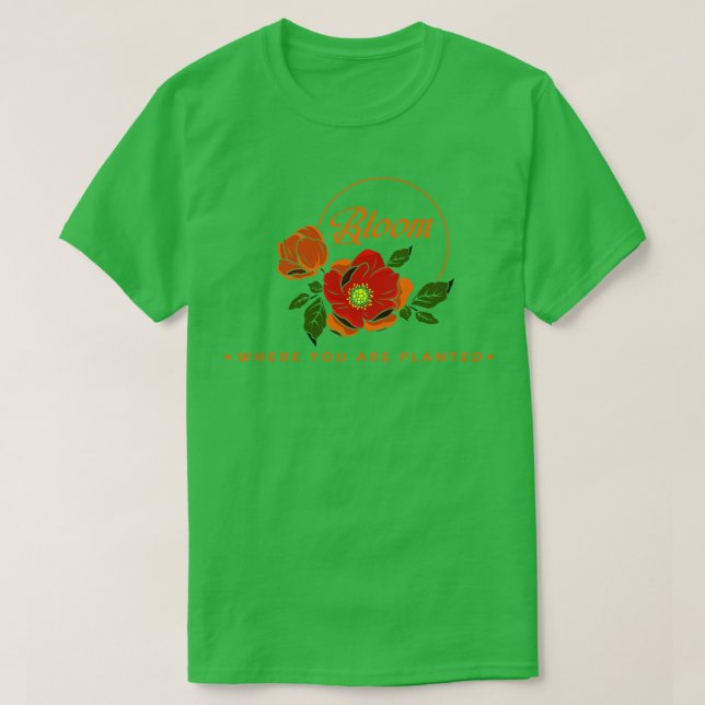 Flowers with orange Leaves T-Shirt (Design Front)