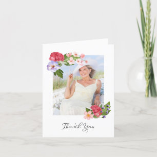 Flowers with Photo Thank You Card