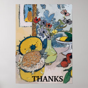 Flowers with Pineapple, after Matisse Poster