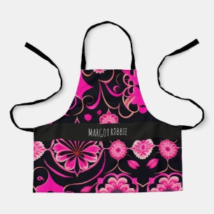 Flowers with surreal motifs Pink Floral Pattern Apron