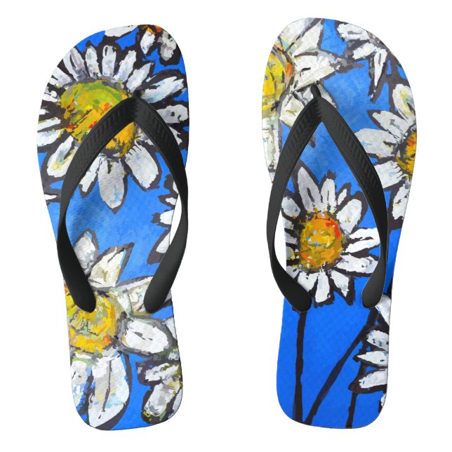 Flowers with White Pedals Flip Flops (Footbed)