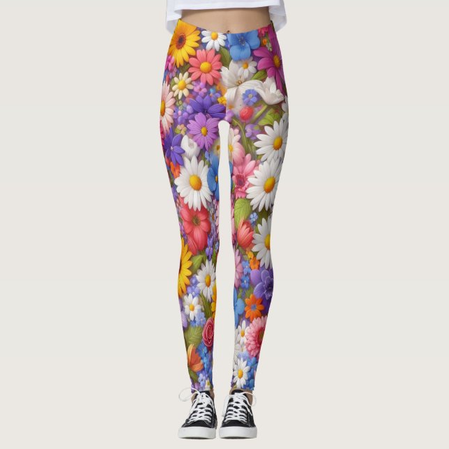 Flowers Women leggins,Colourfull women's Laggins Leggings (Front)