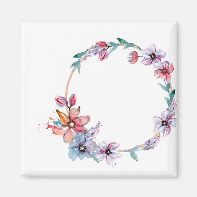 Flowers Wreath Frame Boundary Flower Border Magnet (Front)