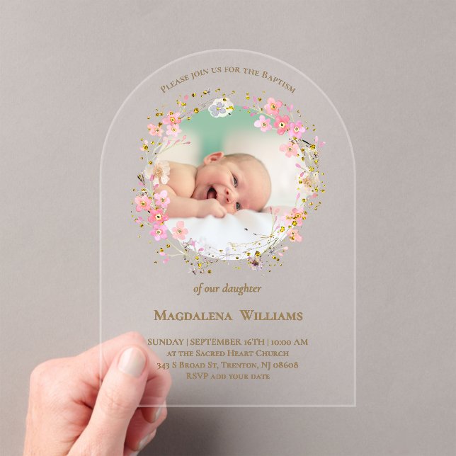  flowers wreath photo frame | Baptism Invitation (Insitu (Handheld))