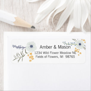 Flowers Yellow Blue Botanical Pattern