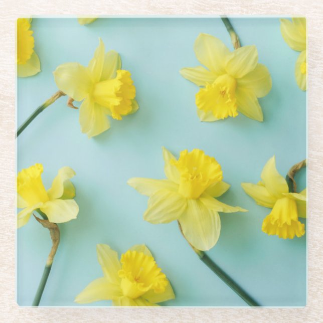 Flowers | Yellow Daffodils Glass Coaster (Front)