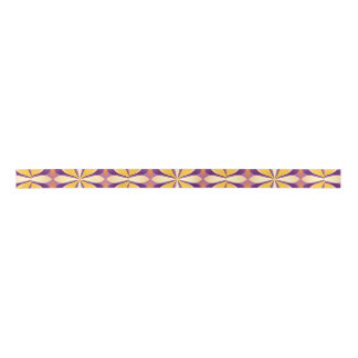 Flowers Yellow Purple Orange Satin Ribbon