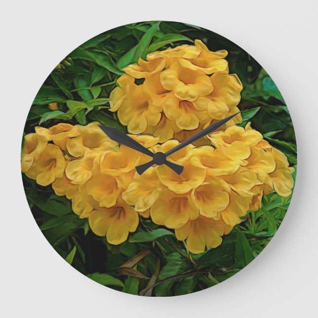 Flowers Yellow Tropical Ginger Thomas Large Clock (Front)