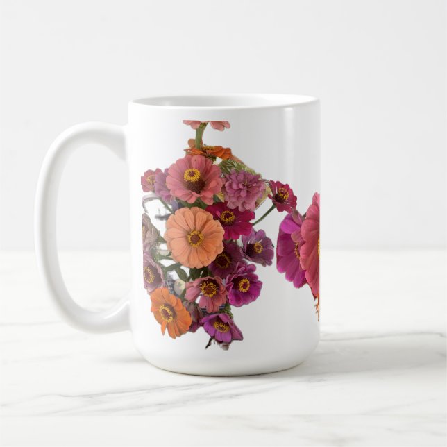 Flowers Zinnia Maureen Girard Bouquet Sachet Coffee Mug (Left)