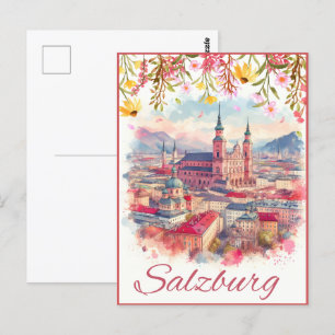 Flowery Austria capital salzburg skyline Postcard