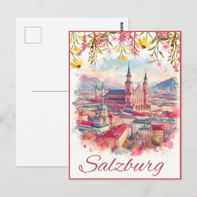 Flowery Austria capital salzburg skyline Postcard (Front/Back)