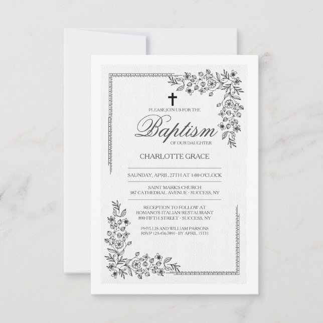 Flowery Blessing Religious Invitation (Front)