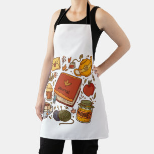 Flowery Books and Tea Apron