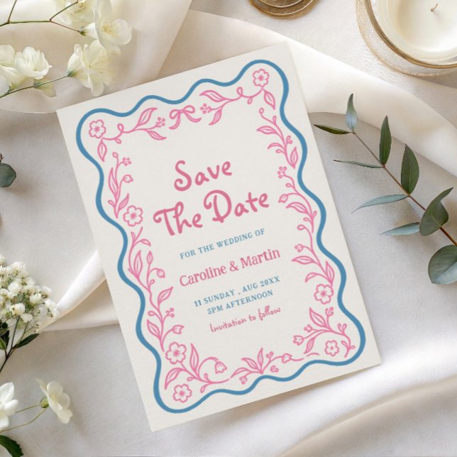 Flowery botanical garden script save the date invitation (Creator Uploaded)