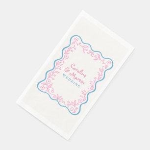 Flowery botanical garden script wedding napkin