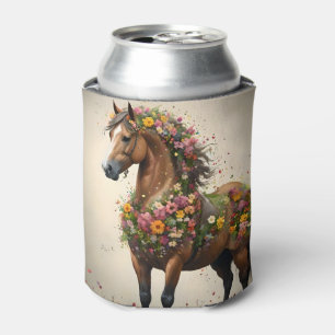 Flowery Brown Horse Fantasy Garden,  Can Cooler