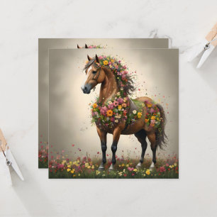 Flowery Brown Horse Fantasy Garden, Invitation