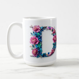Flowery D letter coffee mug