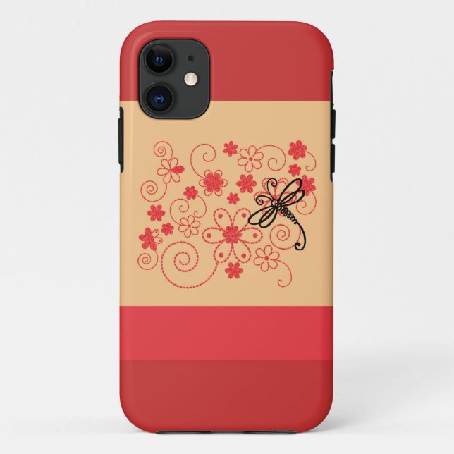 Flowery Dragonfly Art Case-Mate iPhone Case (Back)