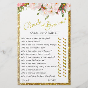 Flowery Elegant Bridal Shower Game