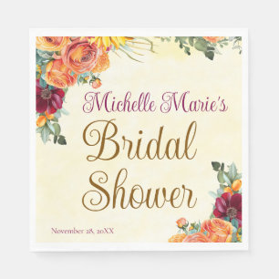 Flowery Fall Bridal Shower Napkin