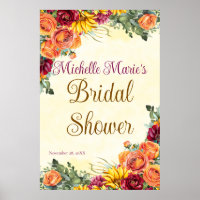 Flowery Fall Bridal Shower Poster