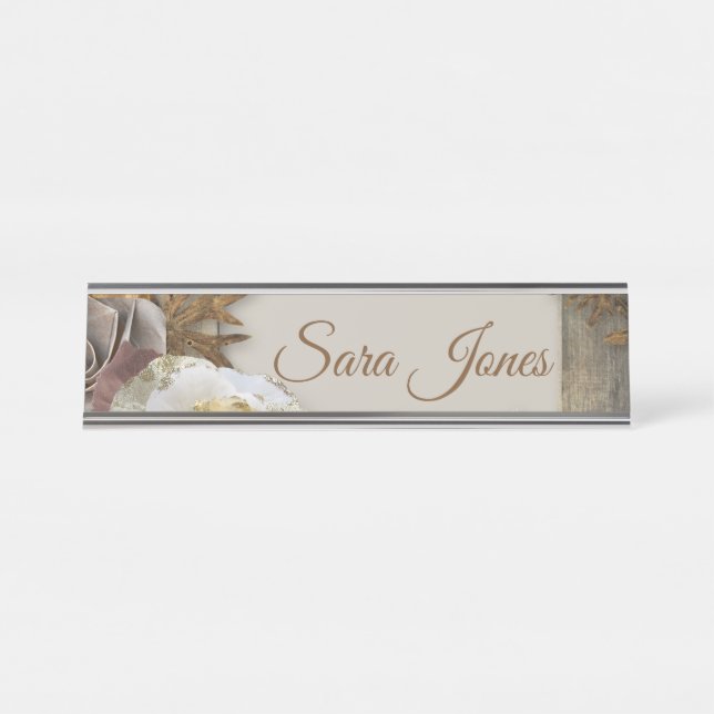 Flowery Floral Frame Name Plate (Front)