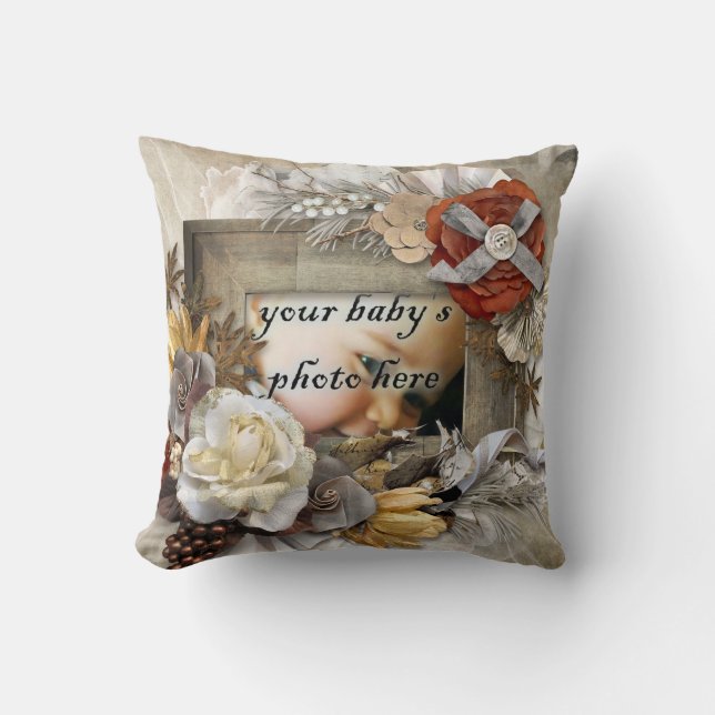 Flowery Floral Throw Pillow (Front)