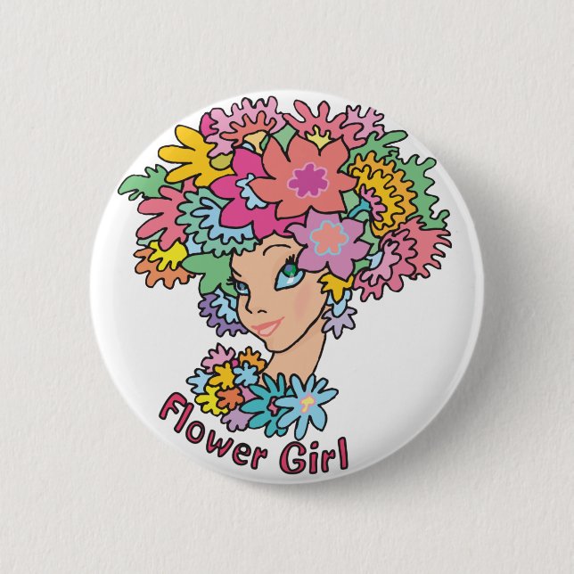 Flowery Flower Girl Button (Front)