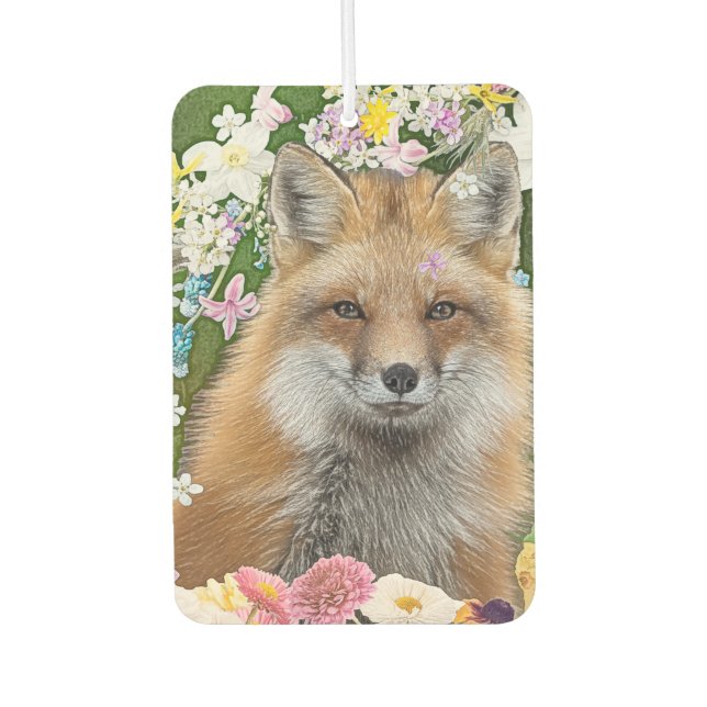 Flowery Fox Car Air Freshener (Front)