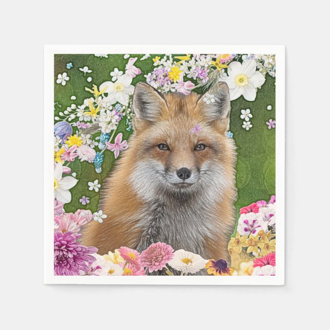 Flowery Fox Napkin (Front)
