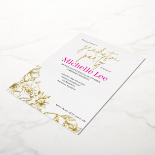 Flowery Gold Foil Graduation Party