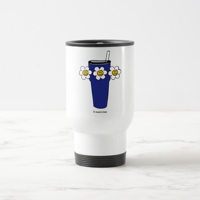 Flowery happy tumbler travel mug (Center)