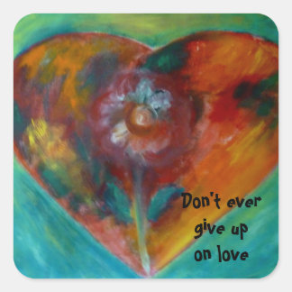 flowery heart square sticker