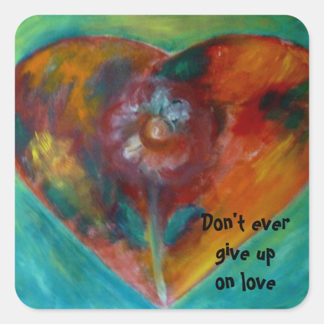 flowery heart square sticker (Front)