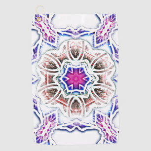 Flowery in plaster texture, soft shadow on white golf towel